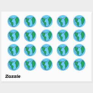 Adesivo Redondo Clipart Terra Feliz do Ícone Ecológico do Mundo 