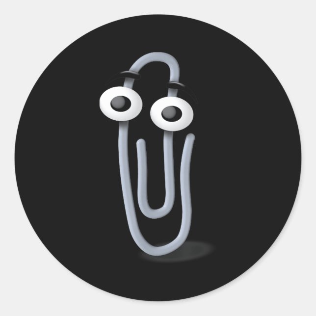 Adesivo Redondo Clippy Paper Clip Funny Meme Page Note  (Frente)