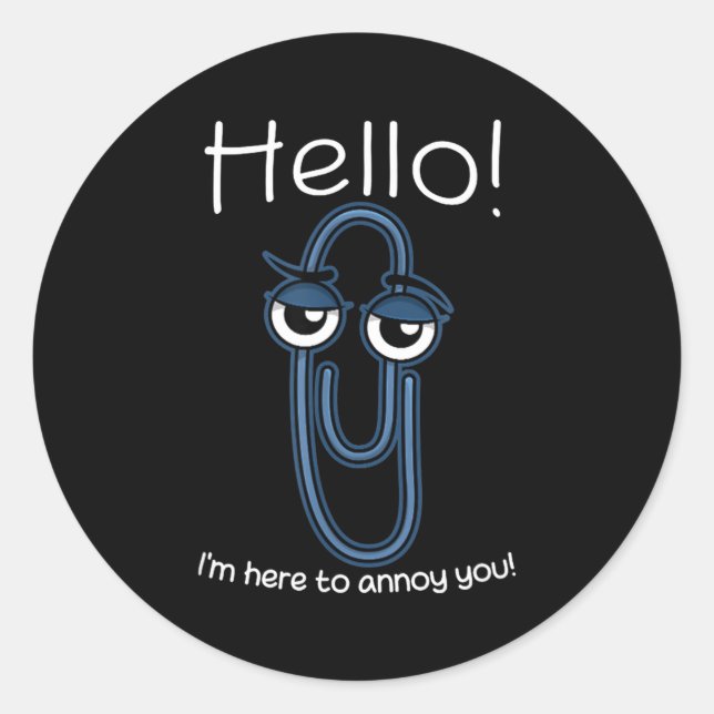 Adesivo Redondo Clippy Paper Clip Funny Meme Page Note Sarcastic  (Frente)