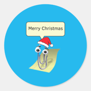 Adesivo Redondo Clippy quer um feliz Natal