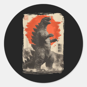 Adesivo Redondo Clique Retro Raro Arte Japonesa Gigante Kaiju