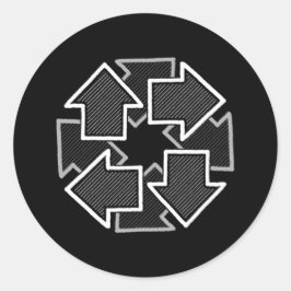 Adesivo Redondo Clockwise Arrows Minimal Geometric Black Variant 2