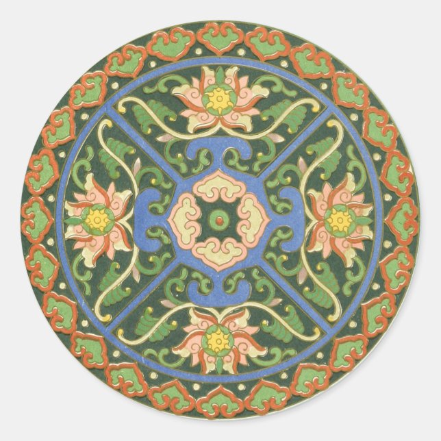 Adesivo Redondo Cloisonte China Patter Asiático Oriental (Frente)