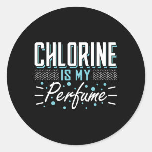 Adesivo Redondo Cloro É Minha Natação Perfume
