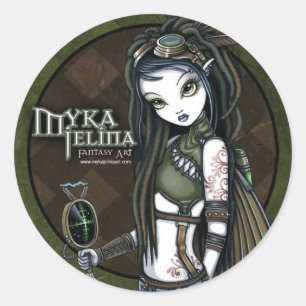 Adesivo Redondo "Cloud Burst" Steampunk Aviatrix Fairy Stickers