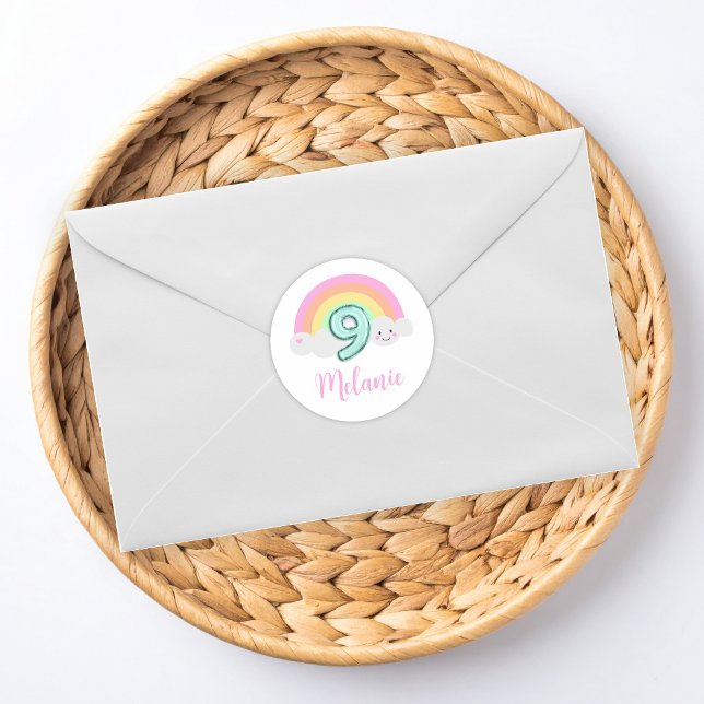 Adesivo Redondo Cloud Nine 9th Birthday (Criador carregado)