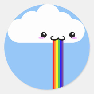 Adesivo Redondo Cloud Puking Rainbow Sticker