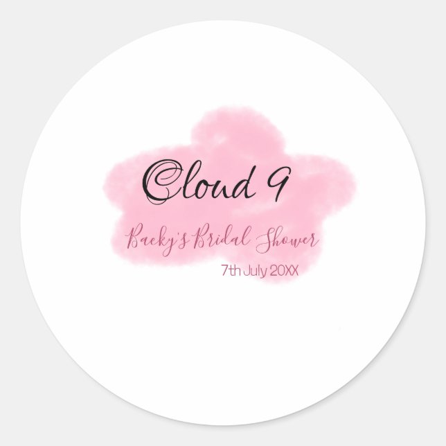 Adesivo Redondo Clouds nine red pastel bridal shower namedate (Frente)