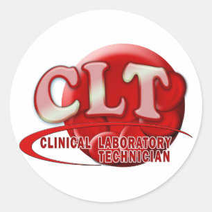 ADESIVO REDONDO CLT CLINICAL LABORATORY TECHNICIAN SWOSH LOGO