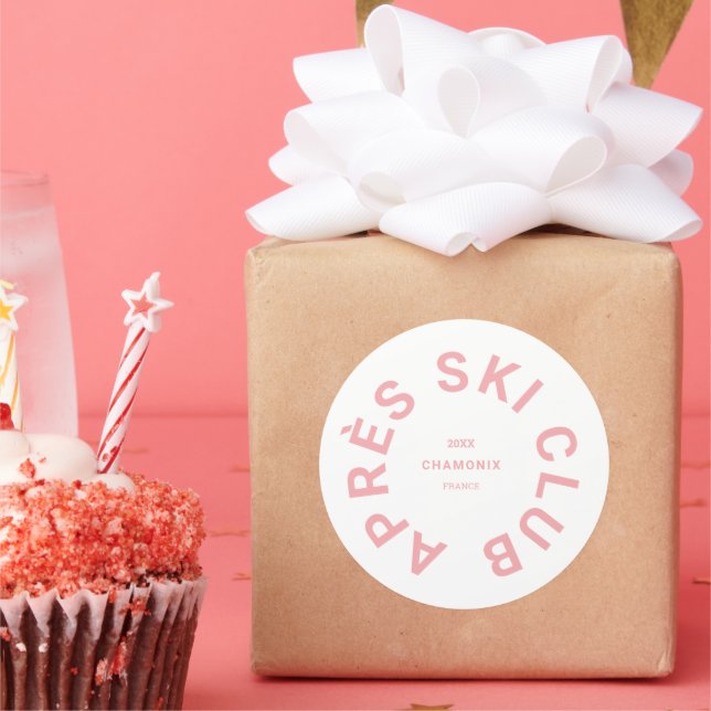 Adesivo Redondo Clube Après Ski Brasão do Resort Icy Pink (Festa)