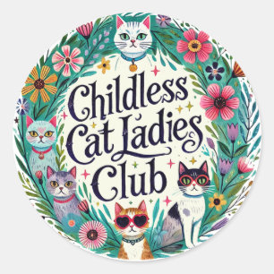 Adesivo Redondo Clube das Mulheres de Gato Sem Fios