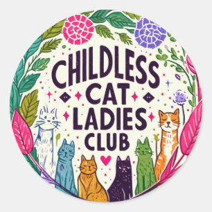 Adesivo Redondo Clube das Mulheres de Gato Sem Fios