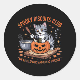 Adesivo Redondo Clube de Biscoitos Assustadores Gato Halloween Eng