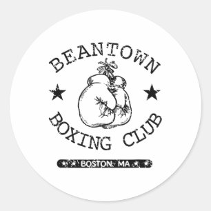 Adesivo Redondo Clube de Boxe Beantown Boston Ma Vintage