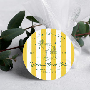 Adesivo Redondo Clube de Coquetéis de Verão   Despedida de Solteir