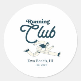 Adesivo Redondo Clube de Corrida Gráfico Personalizado Azul Marinh