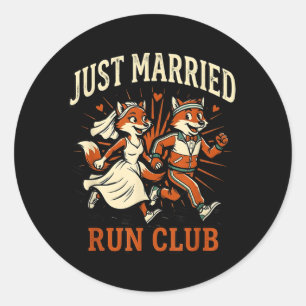 Adesivo Redondo Clube de Corrida Recém-Casados Corredor de Casamen