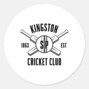 Adesivo Redondo Clube de Críquete Vintage Kingston Jamaica Est 186