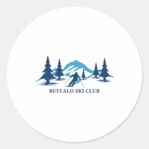 Adesivo Redondo Clube de Esqui de Buffalo Nova York Estação de Esq
