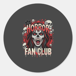 Adesivo Redondo Clube de Fã de Terror de Halloween Caveira de Vamp