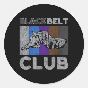 Adesivo Redondo Clube de Faixa Preta Vintage BJJ Jiu Jitsu Brasile