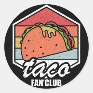Adesivo Redondo clube de fãs de taco tacos vintage para amantes de
