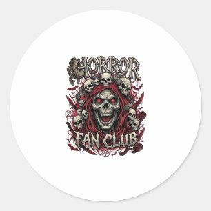 Adesivo Redondo Clube de Fãs de Terror Halloween Crânio Gritante C