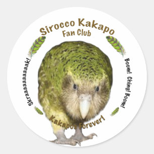 Adesivo Redondo Clube de fãs do Kakapo do siroco
