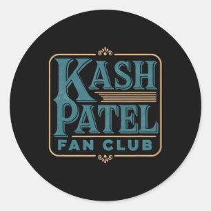 Adesivo Redondo Clube de Fãs do Kash Patel Logotipo Vintage Presid