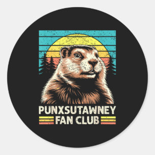 Adesivo Redondo Clube de Fãs Retro Punxsutawney Groundhog Suns Vin