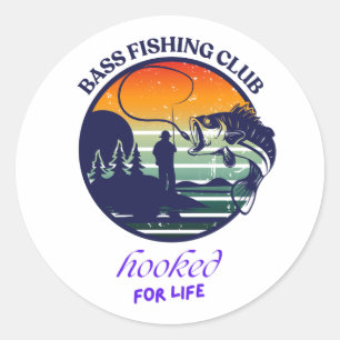 Adesivo Redondo Clube de Pesca de Robalo Pôr do Sol Retro