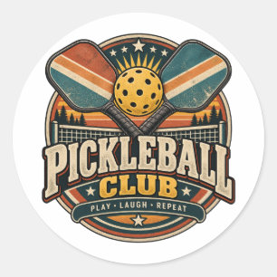 Adesivo Redondo Clube de Pickleball Retro