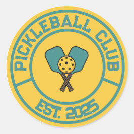 Adesivo Redondo Clube de Pickleball Vintage Est. 2024 Emblema