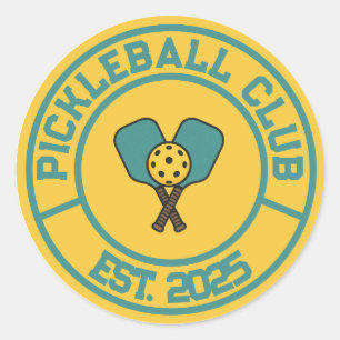 Adesivo Redondo Clube de Pickleball Vintage Est. 2024 Emblema
