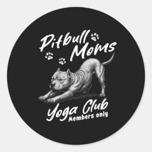 Adesivo Redondo Clube de Postura de Yoga das Mães Pitbull Meditaçã