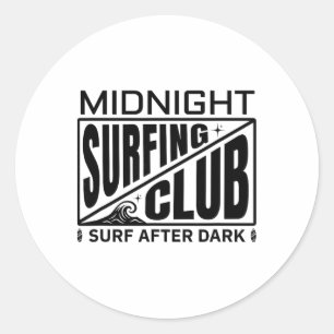 Adesivo Redondo Clube de Surf à Meia-Noite Vida de Surfistas ao Lu