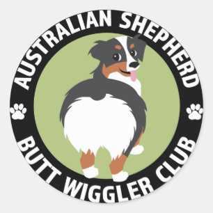 Adesivo Redondo Clube de Wiggler do Bumbum Shepherd Australiano