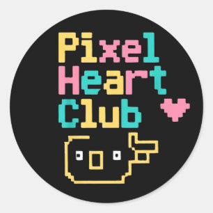 Adesivo Redondo Clube do Coração de Pixel: Amor Retro Arte Pixel p