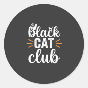 Adesivo Redondo Clube do Gato Preto Design de Halloween