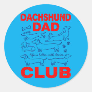 Adesivo Redondo Clube do Papai Dachshund no Design de Costas