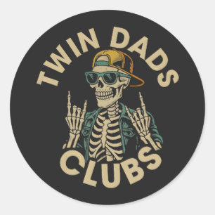 Adesivo Redondo Clube dos Pais Gêmeos Esqueleto