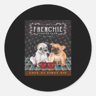 Adesivo Redondo Clube Francês de Café Buldogue