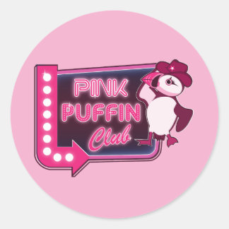 Adesivo Redondo Clube Pink Puffin