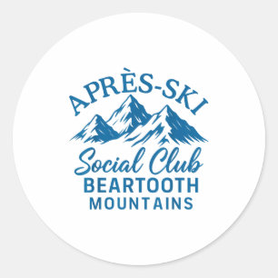 Adesivo Redondo Clube social de après ski montanhas beartooth
