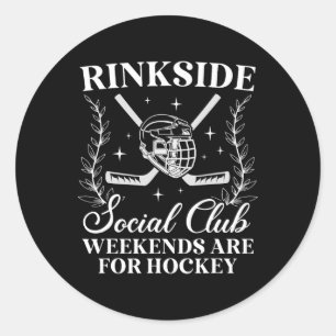 Adesivo Redondo Clube Social Rinkside Mãe De Hockey No Gelo De Um