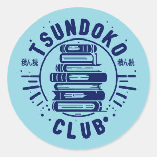 Adesivo Redondo Clube Tsundoku Amantes de Livros Bibliófilo Bookto