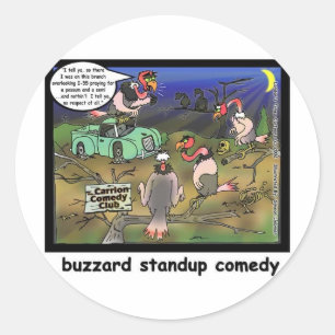 Adesivo Redondo Clubes de Comédia Buzzard Presentes e Camisetas de