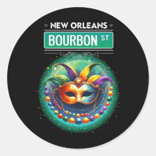 Adesivo Redondo Cly New Orleans Bourbon Street Diversão Legal Nola