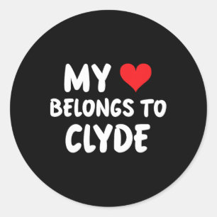 Adesivo Redondo Clyde - Meu Coração Pertence a Clyde - Amor