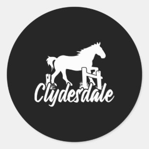 Adesivo Redondo Clydesdale Draft Horse Pun Horseback